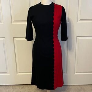 Vintage Lousia Alcott (vintage 50’s-60’s) Black and Red Scalloped Dress